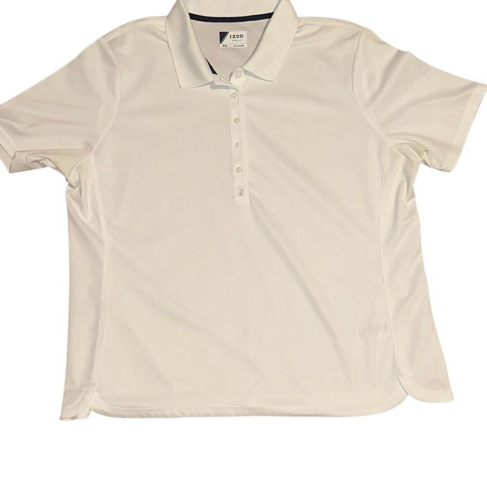 Izod White Polyester Short Sleeves Collared Golf Polo Shirt Ladies Size 2XL
